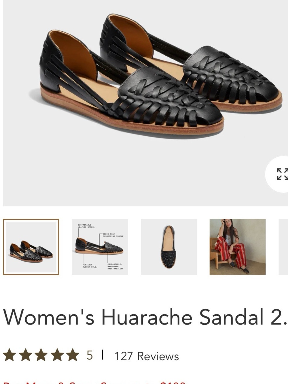 Women's Black Huarache Sandal - size 10 Classic Woven Leather